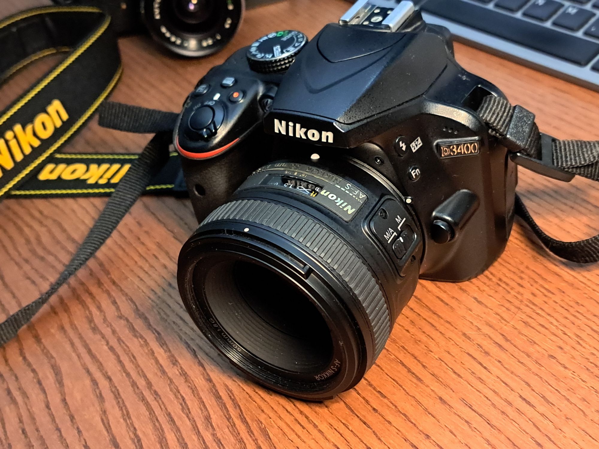 Nikon d3400 on a desk